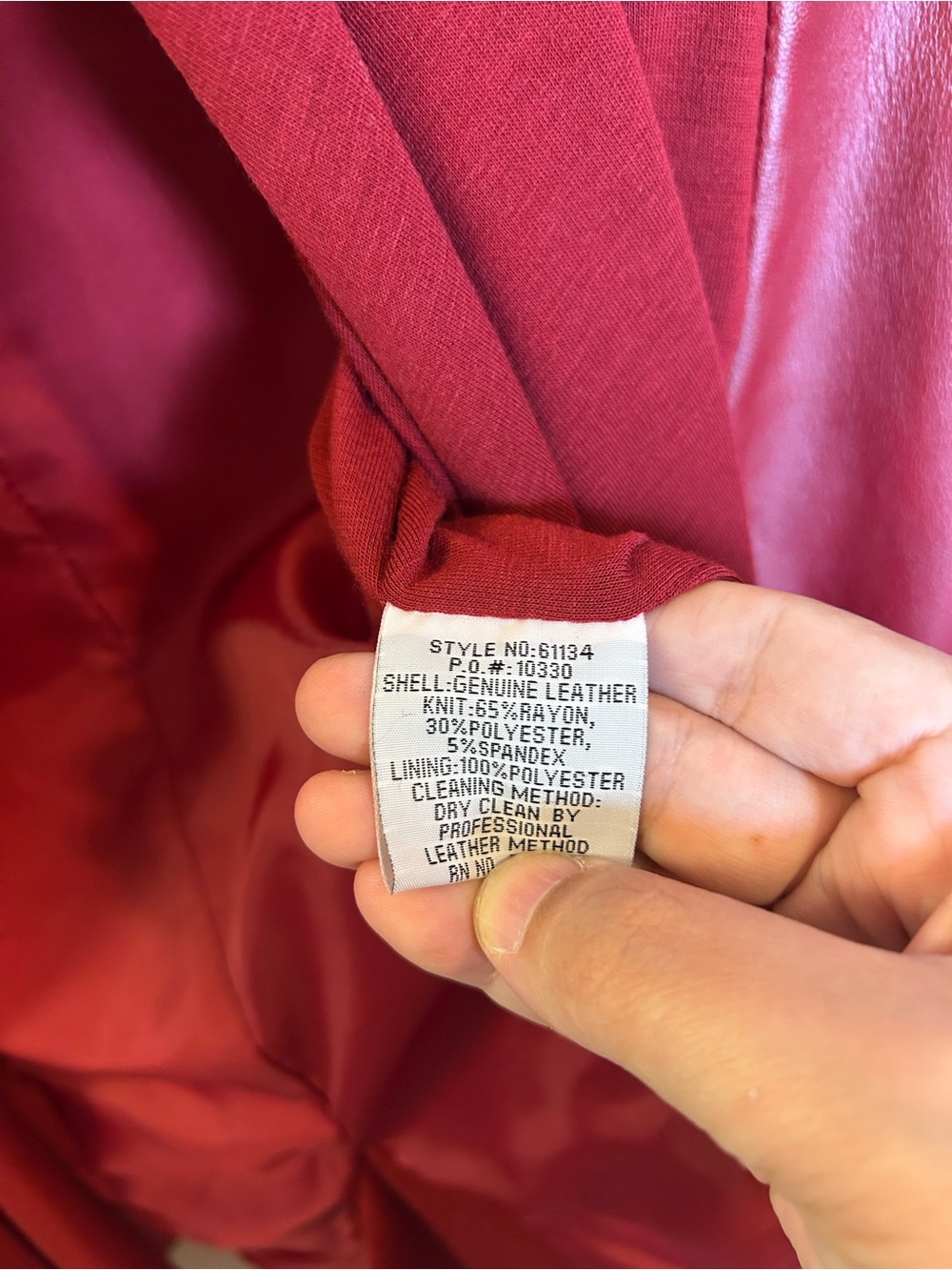 Bagatelle GENUINE Leather Sleeve Drape Jacket Burgundy M Waterfall Moto mob wife - Picture 6 of 6